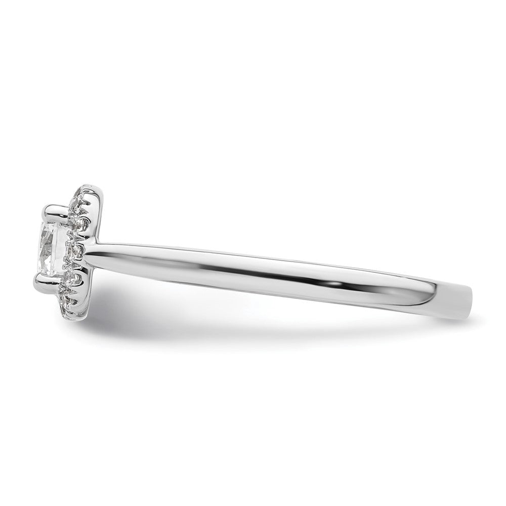 14K White Gold Princess Simulated Diamond Cushion Halo Engagement Ring