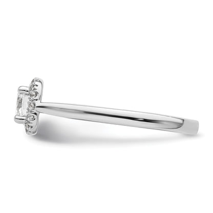 14K White Gold Princess Simulated Diamond Cushion Halo Engagement Ring