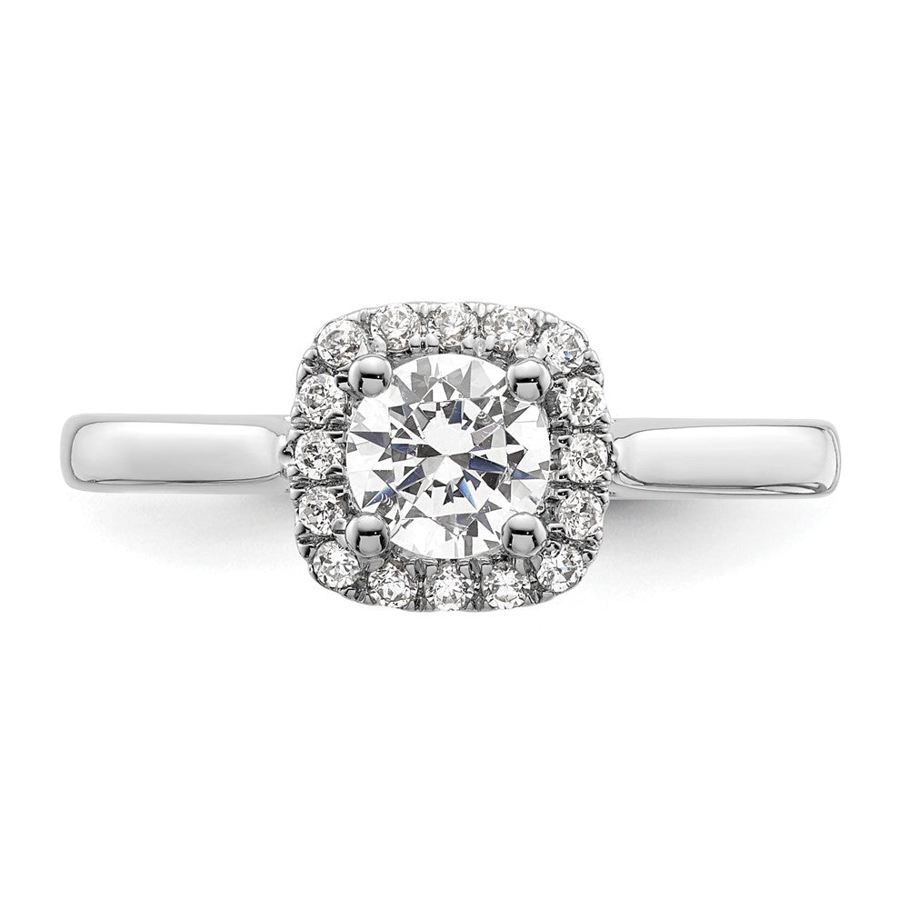 14K White Gold Princess Simulated Diamond Cushion Halo Engagement Ring