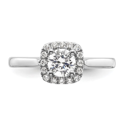 14K White Gold Princess Simulated Diamond Cushion Halo Engagement Ring