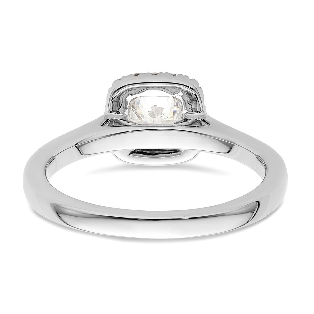 14K White Gold Princess Simulated Diamond Cushion Halo Engagement Ring