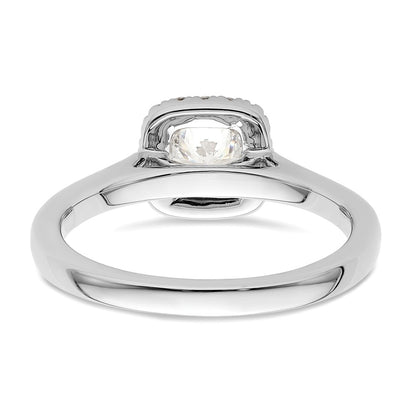 14K White Gold Princess Simulated Diamond Cushion Halo Engagement Ring