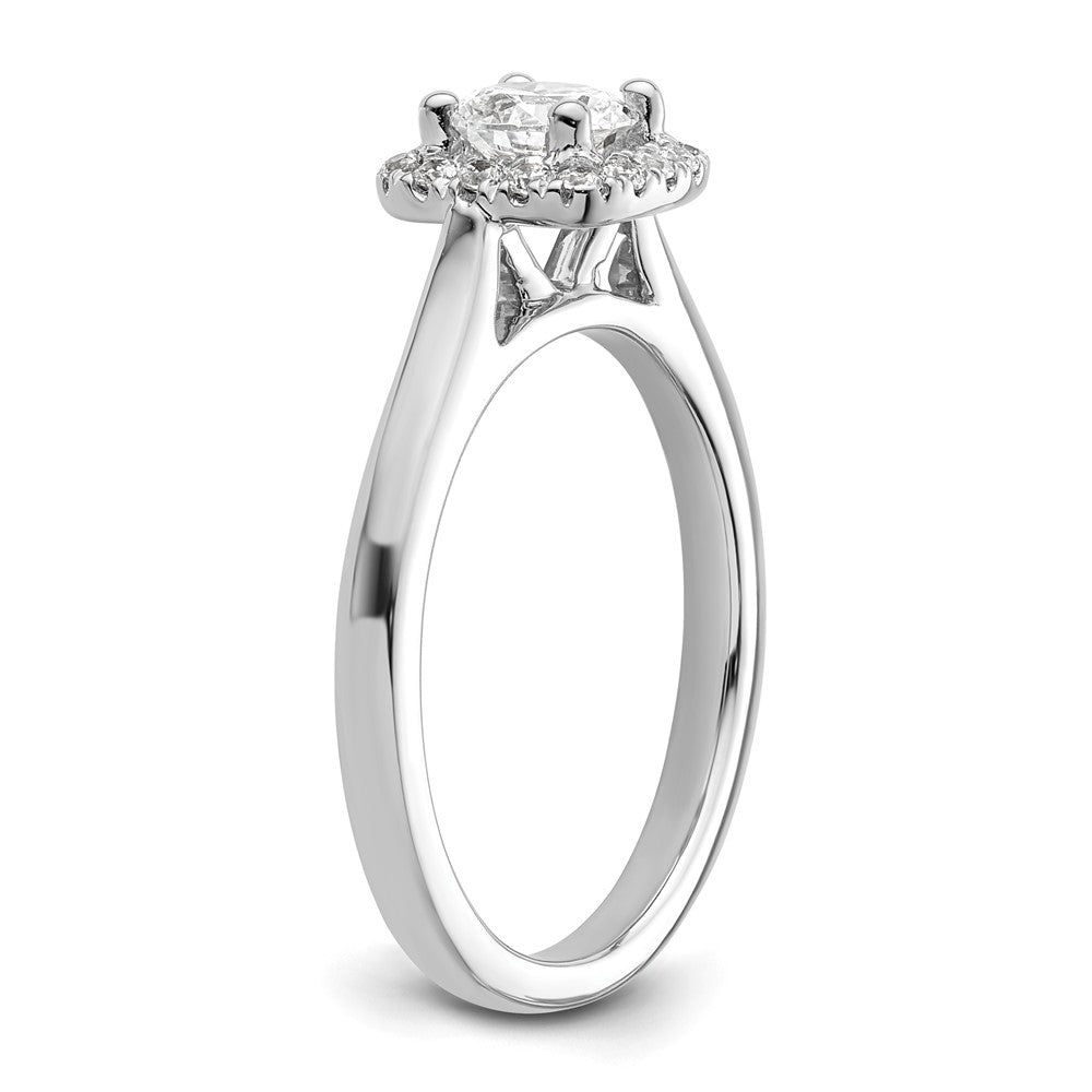 14K White Gold Princess Simulated Diamond Cushion Halo Engagement Ring