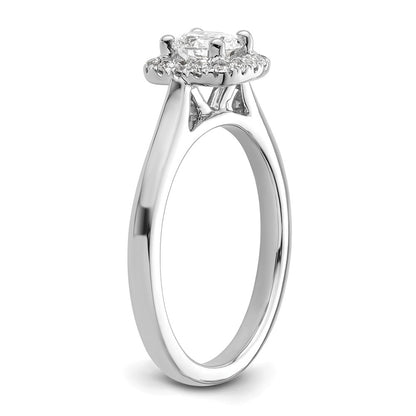 14K White Gold Princess Simulated Diamond Cushion Halo Engagement Ring