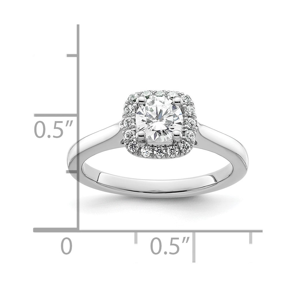 14K White Gold Princess Simulated Diamond Cushion Halo Engagement Ring