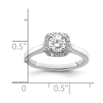 14K White Gold Princess Simulated Diamond Cushion Halo Engagement Ring
