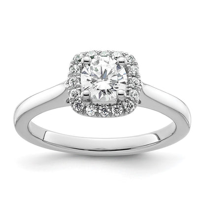 14K White Gold Princess Simulated Diamond Cushion Halo Engagement Ring