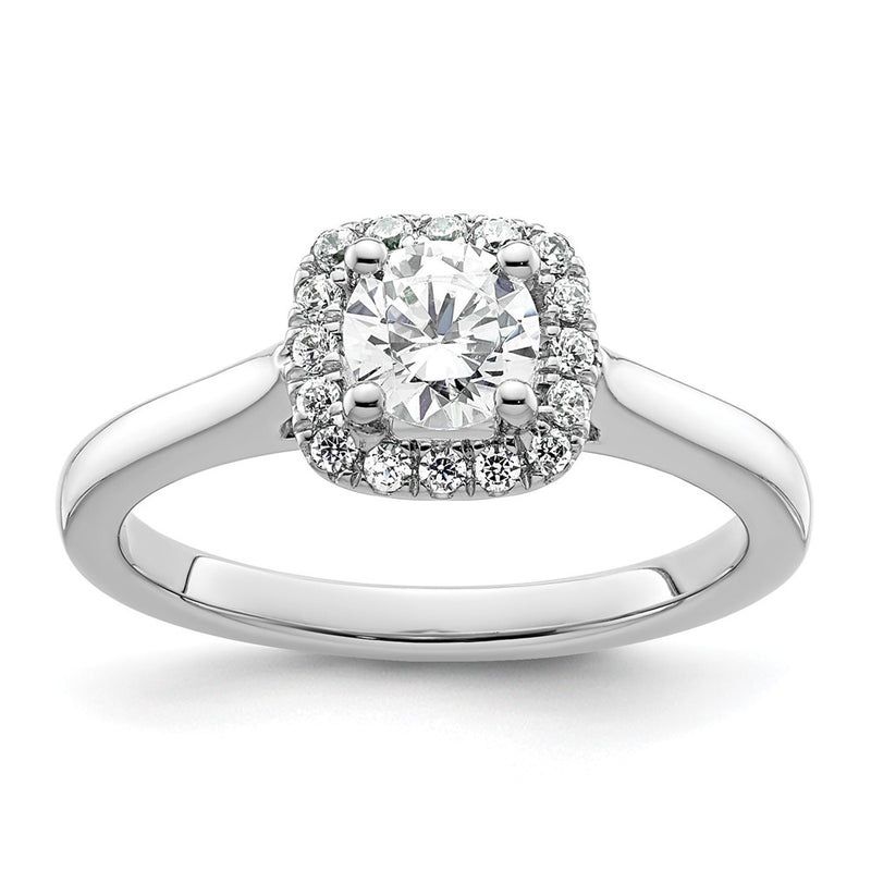 14K White Gold Princess Simulated Diamond Cushion Halo Engagement Ring