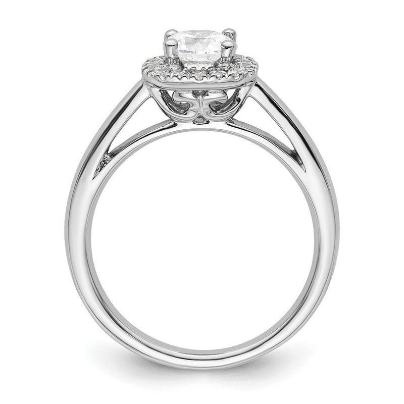 14K White Gold Princess Simulated Diamond Cushion Halo Engagement Ring