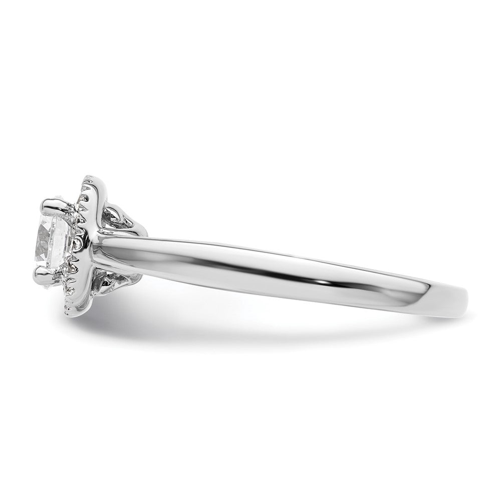 14K White Gold Princess Simulated Diamond Cushion Halo Engagement Ring