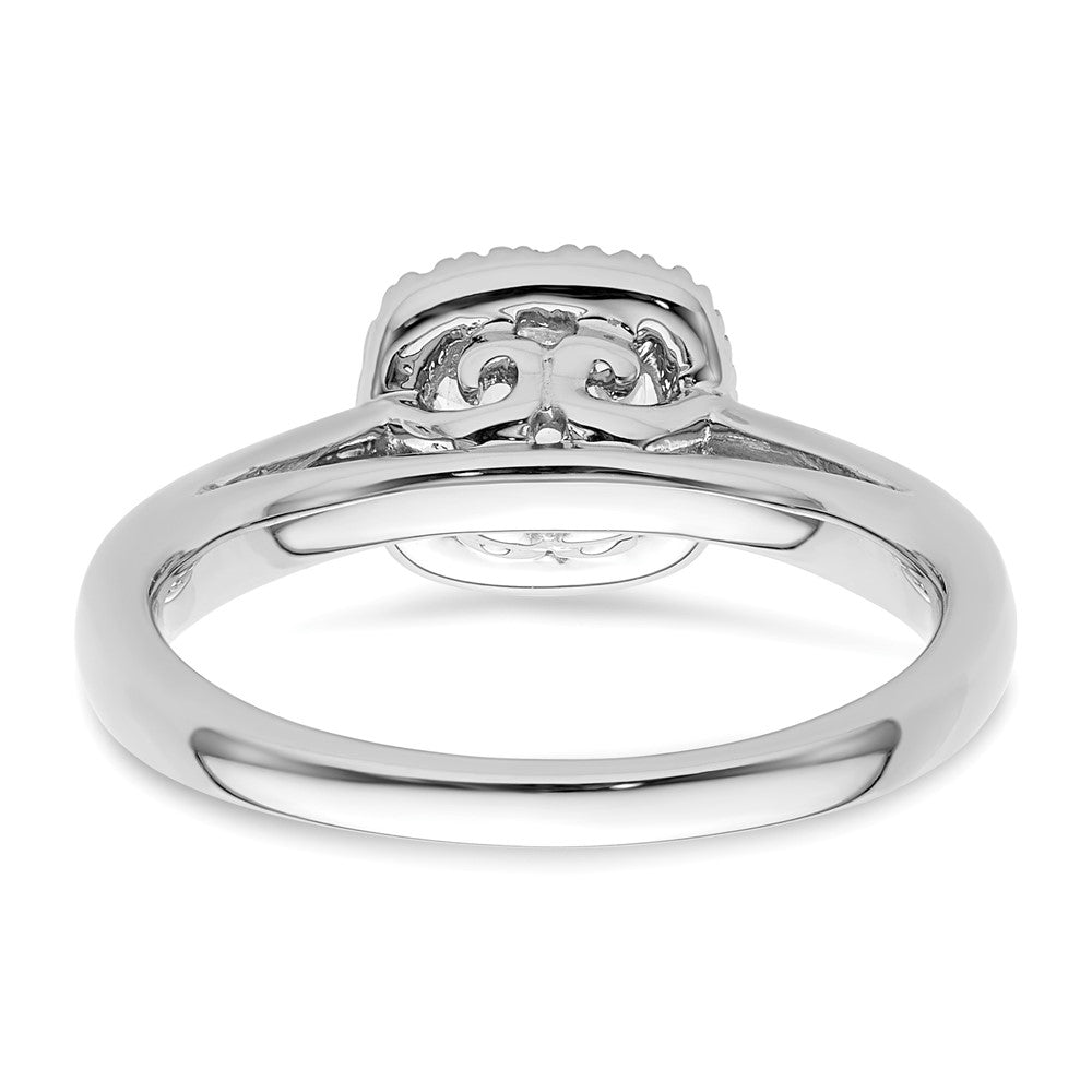 14K White Gold Princess Simulated Diamond Cushion Halo Engagement Ring