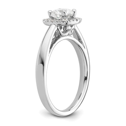 14K White Gold Princess Simulated Diamond Cushion Halo Engagement Ring