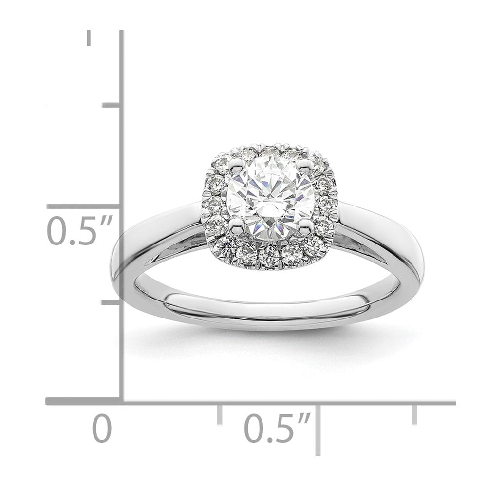 14K White Gold Princess Simulated Diamond Cushion Halo Engagement Ring