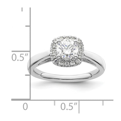 14K White Gold Princess Simulated Diamond Cushion Halo Engagement Ring