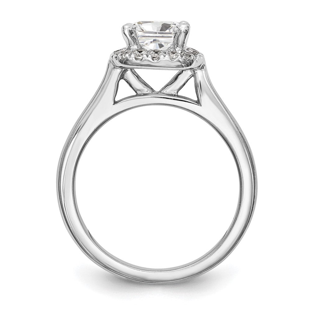 Platinum Princess Diamond Semi Mount Cushion Halo Engagement Ring