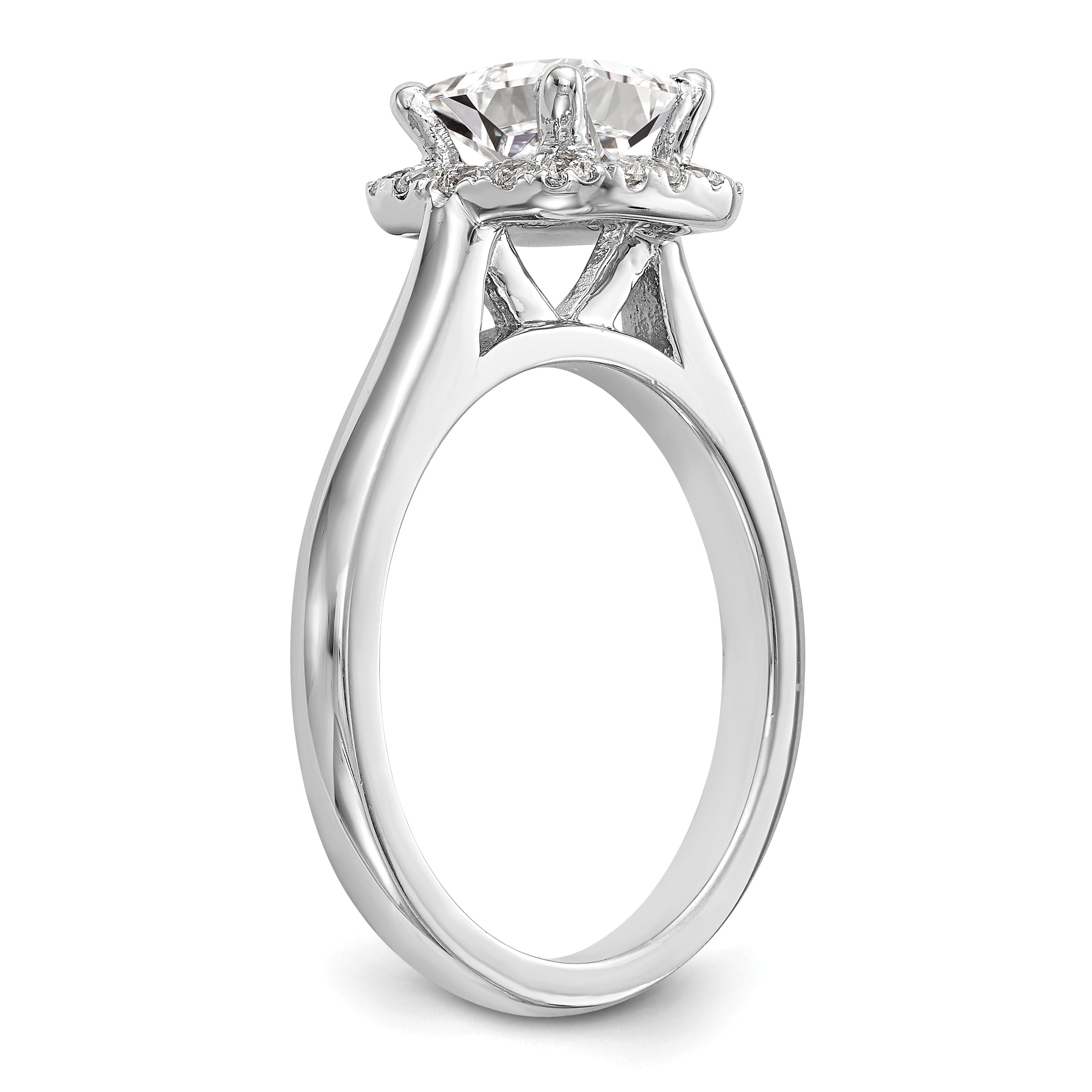 Platinum Princess Diamond Semi Mount Cushion Halo Engagement Ring