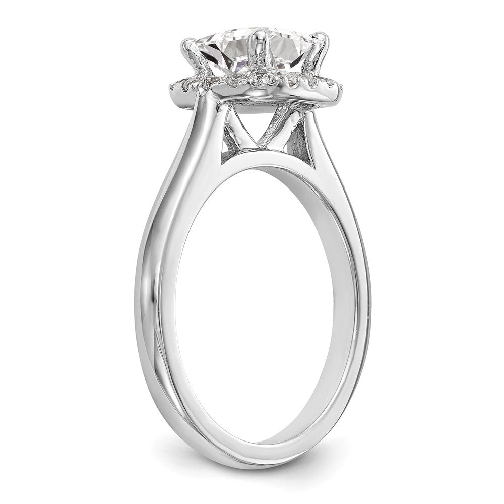 Platinum Princess Diamond Semi Mount Cushion Halo Engagement Ring