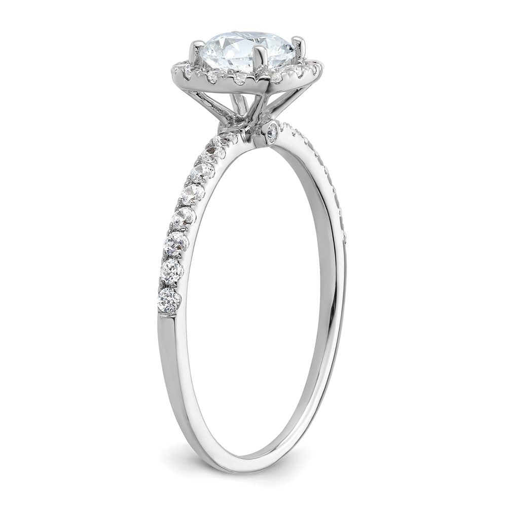 14K White Gold Round Simulated Diamond Cushion Halo Engagement Ring