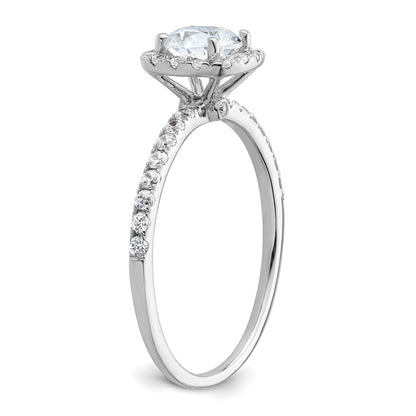 14K White Gold Round Simulated Diamond Cushion Halo Engagement Ring