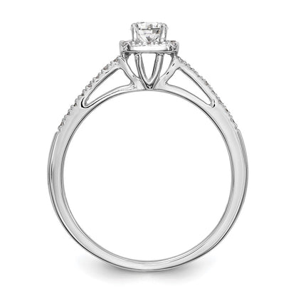 14K White Gold Round Simulated Diamond Cushion Halo Engagement Ring