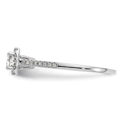 14K White Gold Round Simulated Diamond Cushion Halo Engagement Ring