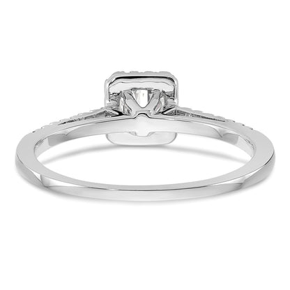 14K White Gold Round Simulated Diamond Cushion Halo Engagement Ring