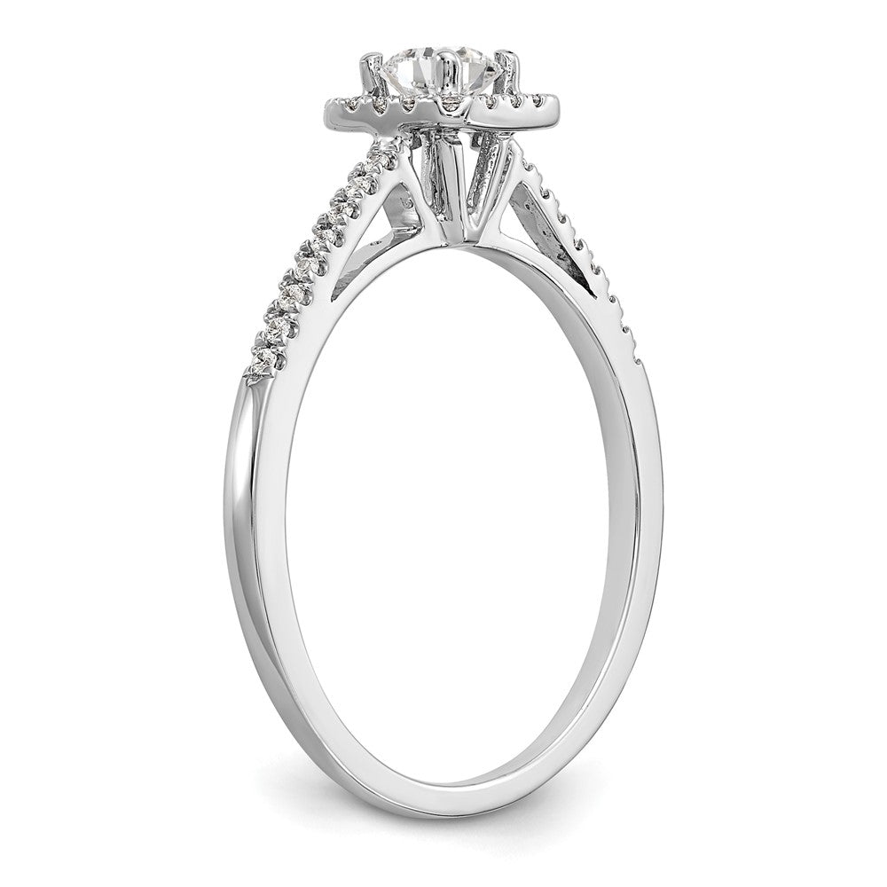 14K White Gold Round Simulated Diamond Cushion Halo Engagement Ring