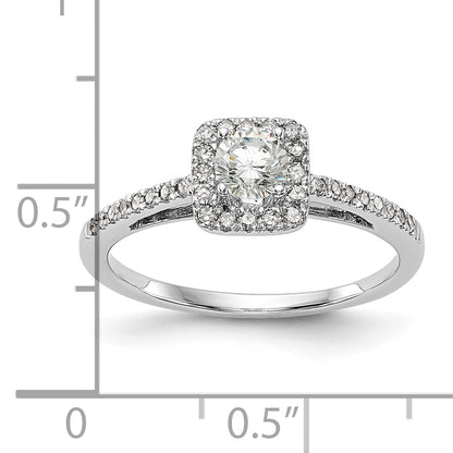 14K White Gold Halo Plus (Holds 1/3 Carat (4.5mm) Round Center) 1/5 Diamond Semi Mount Engagement Ring