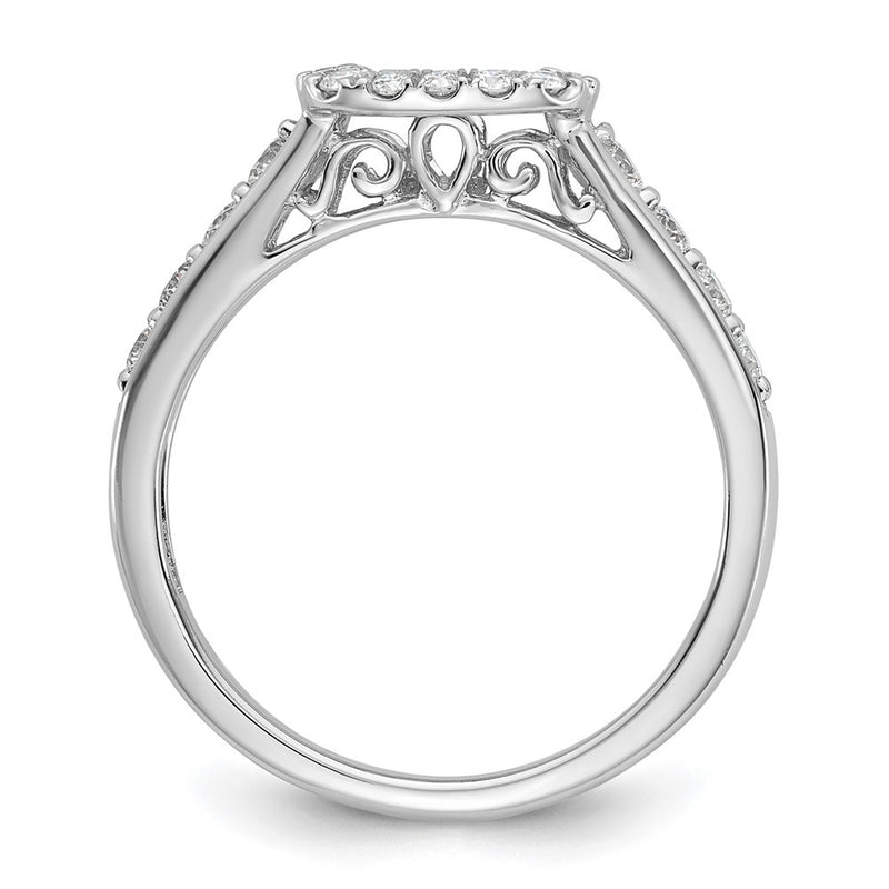 14kw Peg Set Simulated Diamond Cushion Halo Engagement Ring