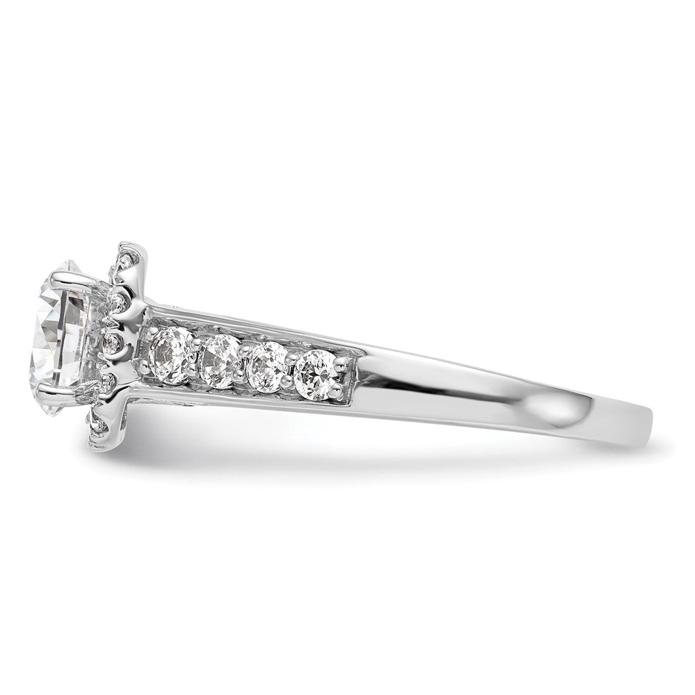 14kw Peg Set Simulated Diamond Cushion Halo Engagement Ring