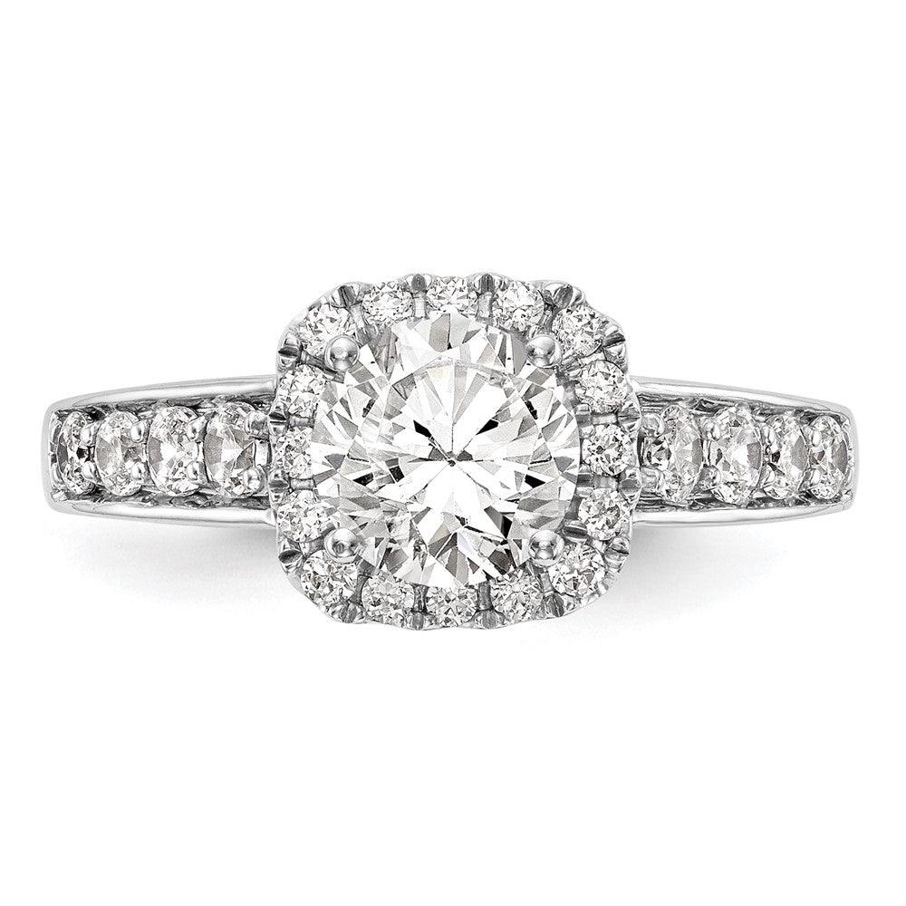 14kw Peg Set Simulated Diamond Cushion Halo Engagement Ring