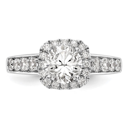 14kw Peg Set Simulated Diamond Cushion Halo Engagement Ring