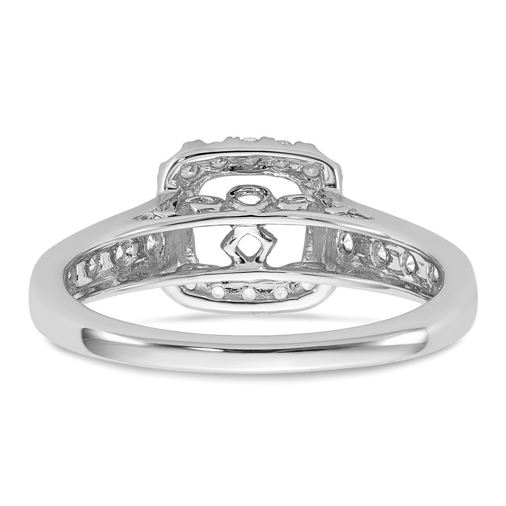 14kw Peg Set Simulated Diamond Cushion Halo Engagement Ring