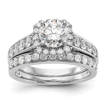 14kw Peg Set Simulated Diamond Cushion Halo Engagement Ring