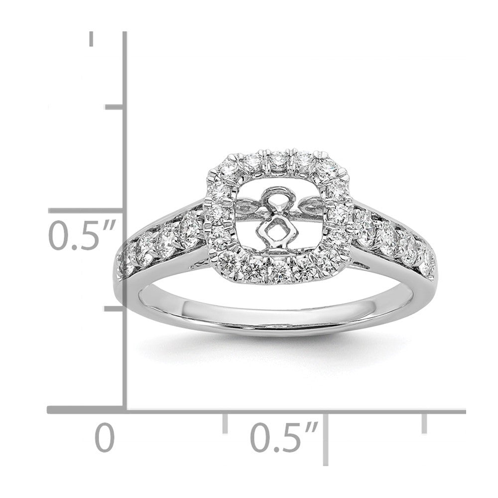 14kw Peg Set Simulated Diamond Cushion Halo Engagement Ring