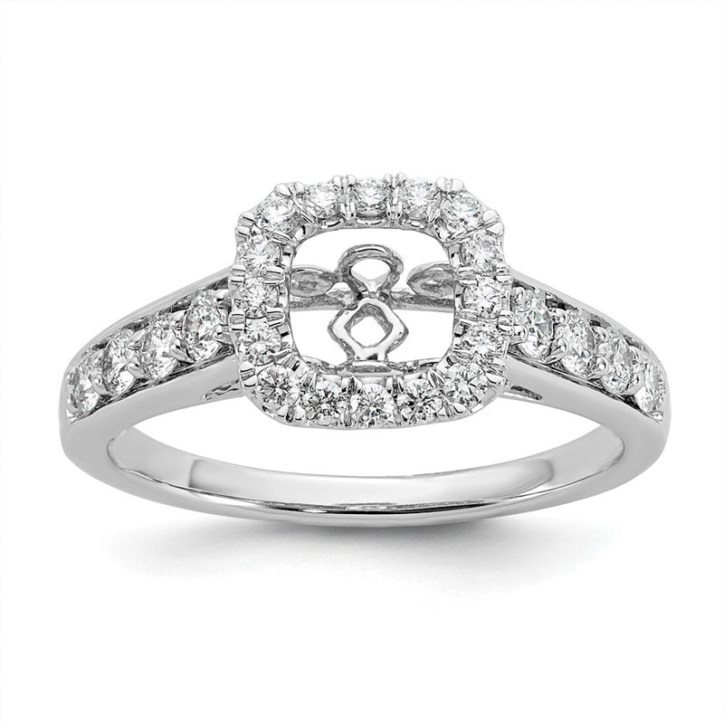 14kw Peg Set Simulated Diamond Cushion Halo Engagement Ring
