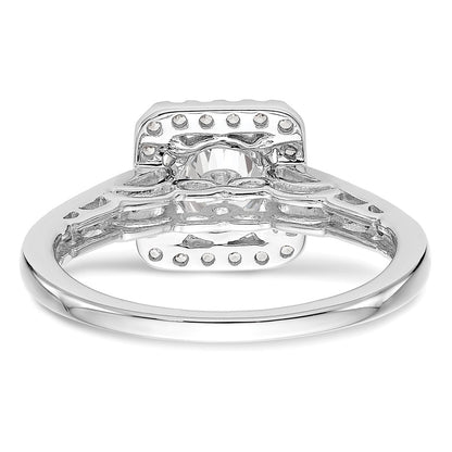 14K White Gold Round Simulated Diamond Cushion Halo Engagement Ring