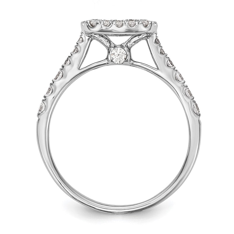 14kw Peg Set Simulated Diamond Cushion Halo Engagement Ring