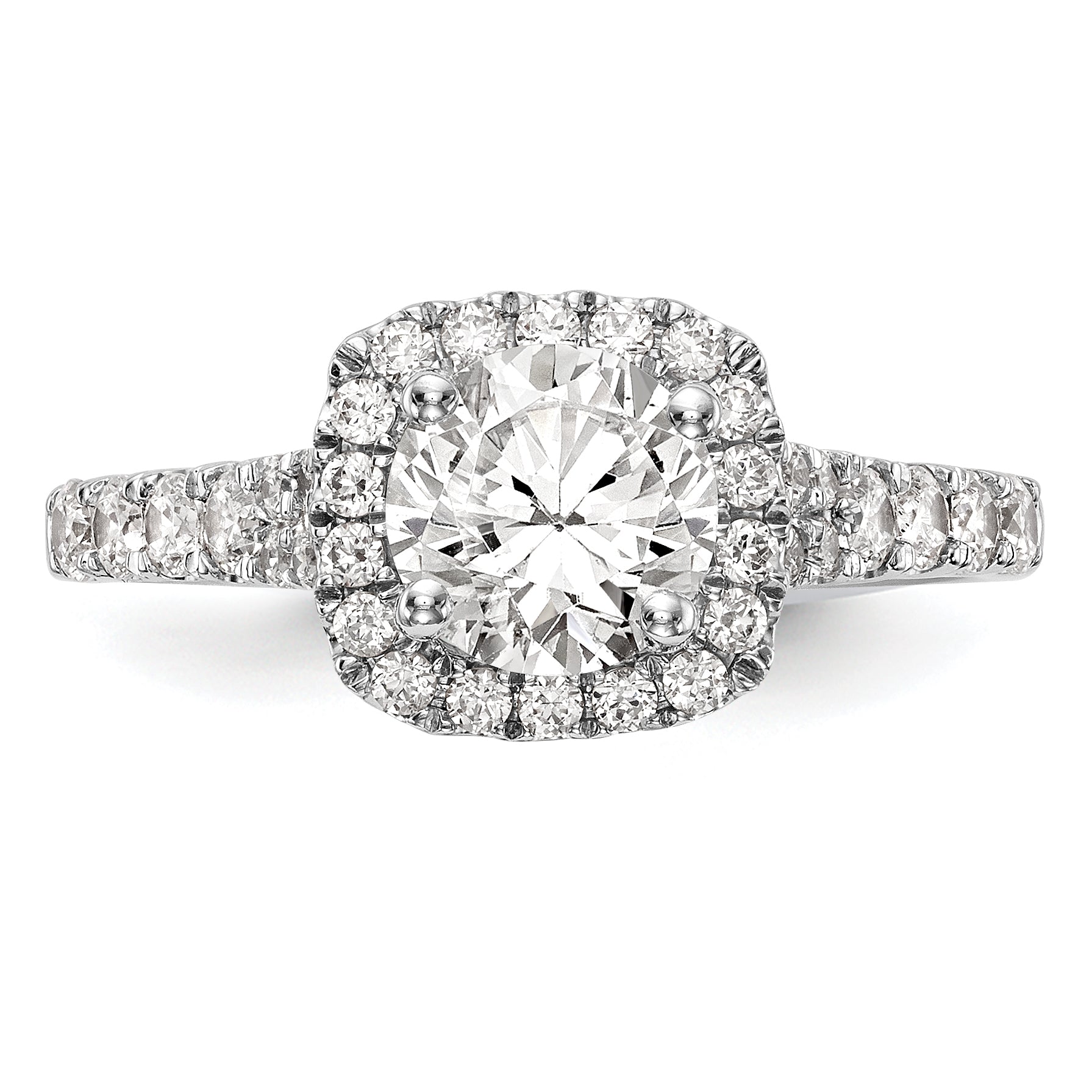 14k White Gold 1/2 Ct. Lab Grown Diamond VS/SI+ G+ Halo Peg Set Engagement Ring