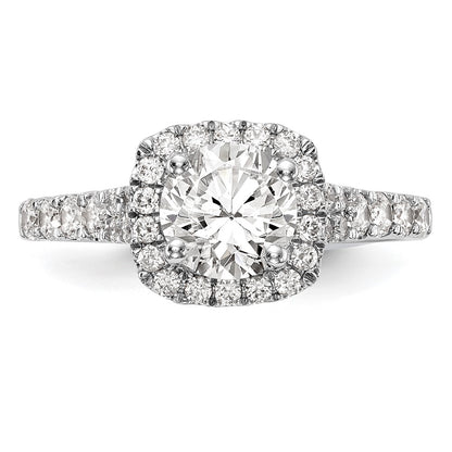 14k White Gold 1/2 Ct. Lab Grown Diamond VS/SI+ G+ Halo Peg Set Engagement Ring