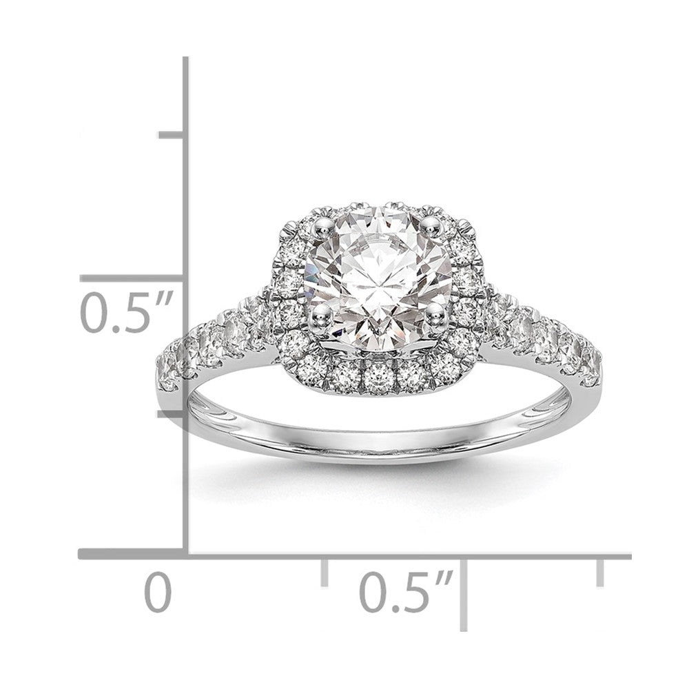 14k White Gold 1/2 Ct. Lab Grown Diamond VS/SI+ G+ Halo Peg Set Engagement Ring