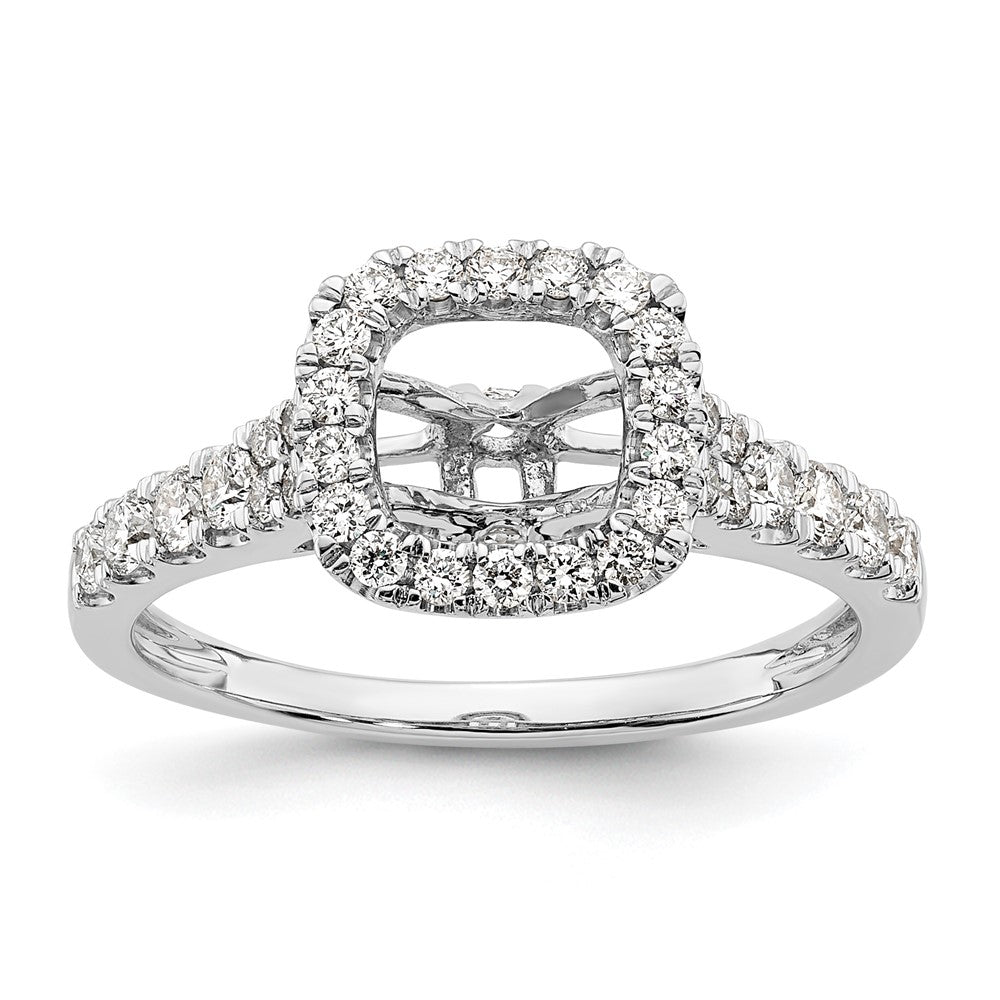 14k White Gold 1/2 Ct. Lab Grown Diamond VS/SI+ G+ Halo Peg Set Engagement Ring