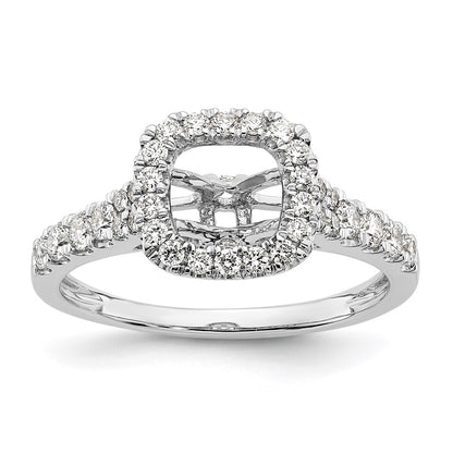 14k White Gold 1/2 Ct. Lab Grown Diamond VS/SI+ G+ Halo Peg Set Engagement Ring