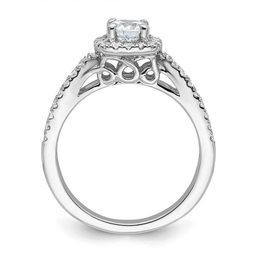 14kw Round Simulated Diamond Cushion Halo Engagement Ring