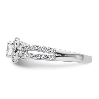 14kw Round Simulated Diamond Cushion Halo Engagement Ring