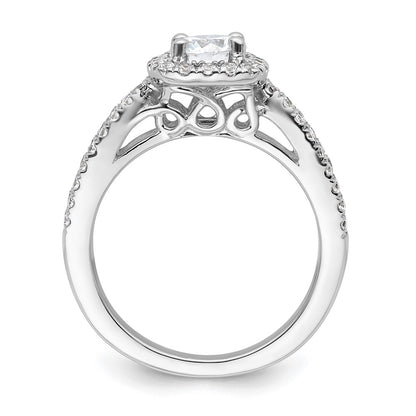 14kw Round Simulated Diamond Cushion Halo Engagement Ring