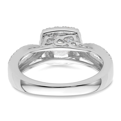 14kw Round Simulated Diamond Cushion Halo Engagement Ring