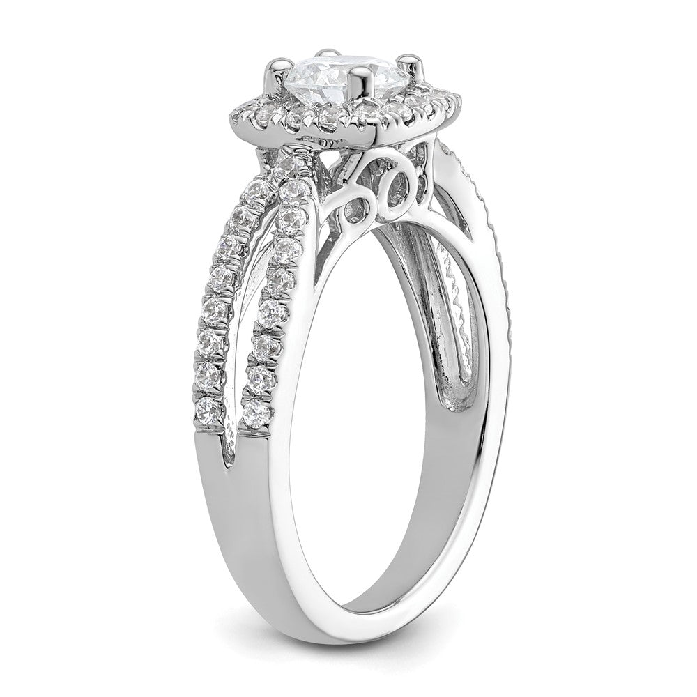 14kw Round Simulated Diamond Cushion Halo Engagement Ring
