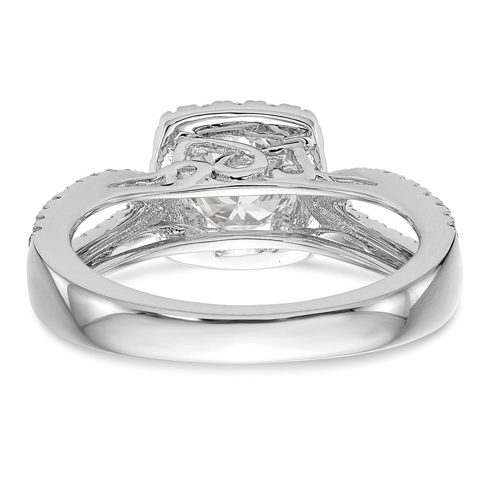 14kw Round Simulated Diamond Cushion Halo Engagement Ring