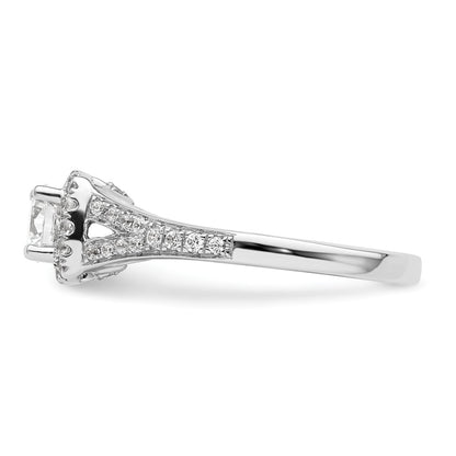 14kw Round Simulated Diamond Cushion Halo Engagement Ring